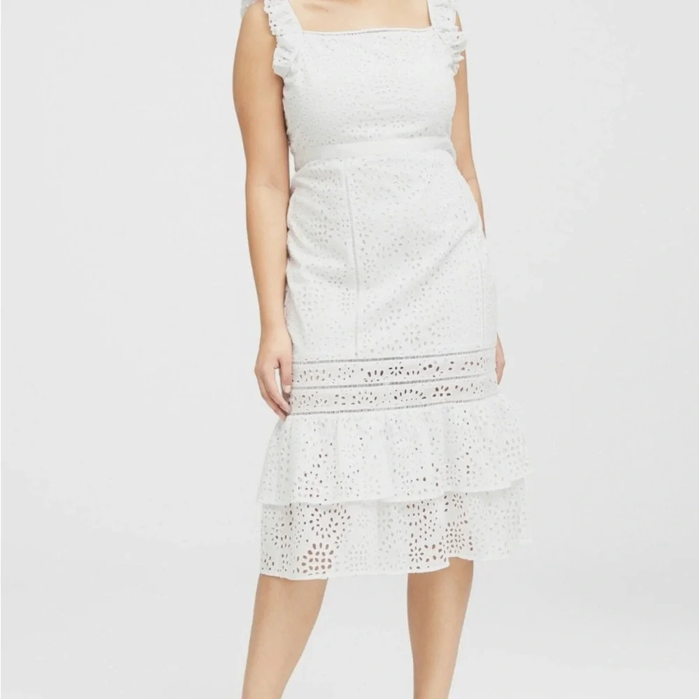 Banana Republic Eyelet Pinafore Dress, White SIZE 6 - Picture 8 of 9